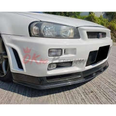 OEM V-Spec Nismo Z-Tune Style Carbon Fiber Front Bumper Bottom Lip For Nissan R34 GTR 1998-2002