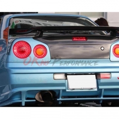 Duck Tail Style Carbon Fiber Rear Trunk Boot Lid For Nissan R34 GTR GTT 1998-2002