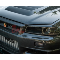Dry Carbon Fiber Headlamp Air Intake For Nissan R34 GTR GTT 1998-2002