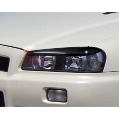 Carbon Fiber Headlights Eyebrow Cover Trim For Nissan R34 GTR GTT 1998-2002