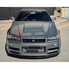 Nismo Z-Tune Style Glass Fiber Front Bumper & Under Lip For Nissan R34 GTR 1998-2002