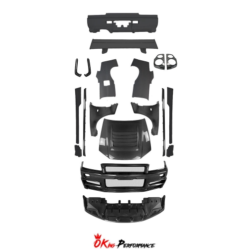 GTT to GTR Nismo Z-tune Style Carbon Fiber Full Set Body Kits For Nissan R34 GTT 1998-2002