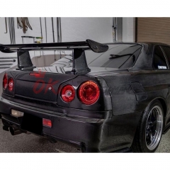 OEM V-Spec Nismo Z-Tune Style Carbon Fiber Jun High Elevated Rear Spoiler GT Wing For Nissan R34 GTR GTT 1998-2002