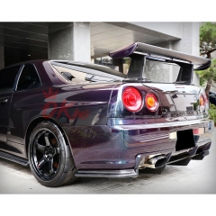 Jun Style Carbon Fiber Rear Spoiler High Brackets Base For Nissan R34 GTR 1998-2002