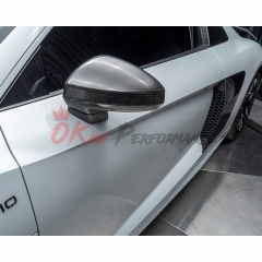 Dry Carbon Fiber Stick On Mirror Cover For Audi R8 2016-2024