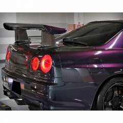 Jun Style Carbon Fiber Rear Spoiler High Brackets Base For Nissan R34 GTR 1998-2002