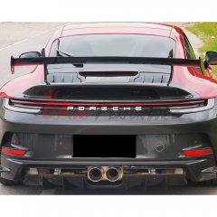 GT3 Style Full Dry Carbon Fiber Rear Spoiler & Engine Cover & Rear Trunk Set For Porsche 911 992 Carrera S 2019-2023