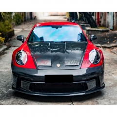 GT3 Style Dry Carbon Fiber Hood For Porsche 911 992 Carrera S 2019-2023