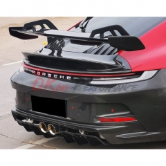 GT3 Style Full Dry Carbon Fiber Rear Spoiler & Engine Cover & Rear Trunk Set For Porsche 911 992 Carrera S 2019-2023