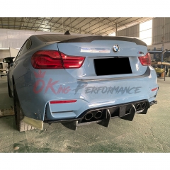 OKING Style Carbon Fiber Rear DIffuser With LED For BMW M3 M4 F80 F82 F83 2014-2020