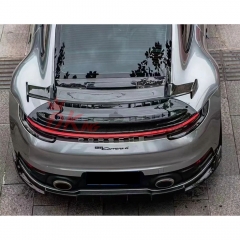 GT3 Style Full Dry Carbon Fiber Rear Spoiler & Engine Cover & Rear Trunk Set For Porsche 911 992 Carrera S 2019-2023