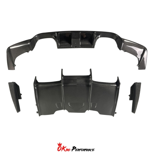 OKING Style Dry Carbon Fiber Rear DIffuser With LED Brake Light For BMW M3 M4 F80 F82 F83 2014-2020