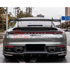 GT3 Style Full Dry Carbon Fiber Rear Spoiler & Engine Cover & Rear Trunk Set For Porsche 911 992 Carrera S 2019-2023