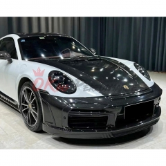 TopCar Stinger Style Dry Carbon Fiber with Portion Primer Front Bumper For Porsche 911 992 Carrera S 2019-2023