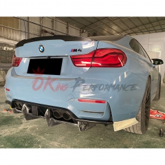 OKING Style Carbon Fiber Rear DIffuser With LED For BMW M3 M4 F80 F82 F83 2014-2020
