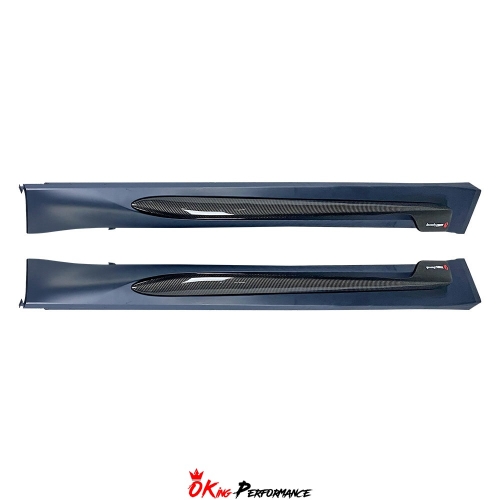 GTAM Style PP Side Skirt with Carbon Fiber Side Blades For Alfa Romeo Giulia 2016-2023