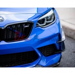 AC Style Dry Carbon Fiber Front Canards For BMW F87 M2 M2C 2016-2019