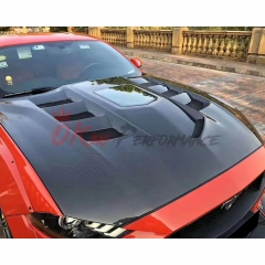 Transparent Style Carbon Fiber Hood For Ford Mustang Gen6 S550.2 2018-2023