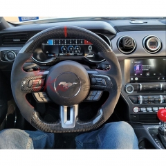 Customize Carbon Fiber Steering Wheel (leather) For Ford Mustang Gen6 S550.2 2018-2023