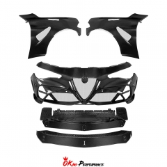 GTAM Widebody Style Dry Carbon Fiber Front Bumper & Fenders For Alfa Romeo Giulia 2016-2023
