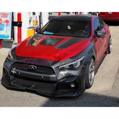 Blitz Style Ver2 Half Carbon Fiber Front Bumper For Infiniti Q50 2013-2024