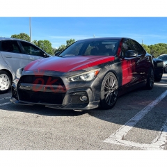 Blitz Style Ver2 Half Carbon Fiber Front Bumper For Infiniti Q50 2013-2024