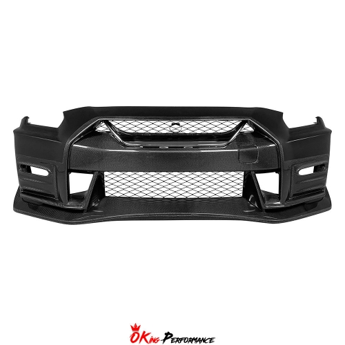 MY17 Nismo Style Partial Carbon Fiber Front Bumper Assembly For Nissan R35 GTR 2017-2023