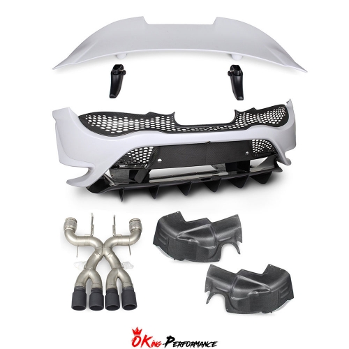 765LT Style Dry Carbon Fiber with Portion Primer Rear End Bumper Assemble & Spoiler & Exhaust System Set For Mclaren 720S 2017-2023