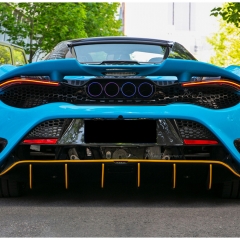 765LT Style Dry Carbon Fiber with Portion Primer Rear End Bumper Assemble & Spoiler & Exhaust System Set For Mclaren 720S 2017-2023