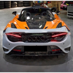 765LT Style Dry Carbon Fiber with Portion Primer Rear End Bumper Assemble & Spoiler & Exhaust System Set For Mclaren 720S 2017-2023