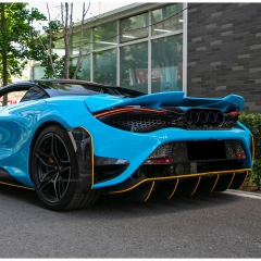 765LT Style Dry Carbon Fiber with Portion Primer Rear End Bumper Assemble & Spoiler & Exhaust System Set For Mclaren 720S 2017-2023