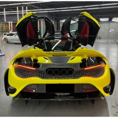 765LT Style Dry Carbon Fiber with Portion Primer Rear End Bumper Assemble & Spoiler & Exhaust System Set For Mclaren 720S 2017-2023
