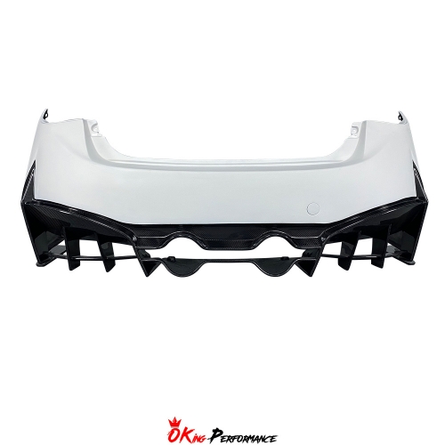 Project Black S Concept Style Partial Carbon Fiber Rear Bumper For Infiniti Q50 2013-2024