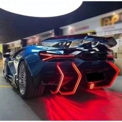 Duke Style Dry Carbon Fiber LED Lights Rear Diffuser Blades Fins For Lamborghini Revuelto 2023-ON