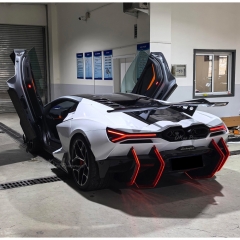 Duke Style Dry Carbon Fiber LED Lights Rear Diffuser Blades Fins For Lamborghini Revuelto 2023-ON