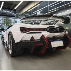 Duke Style Dry Carbon Fiber LED Lights Rear Diffuser Blades Fins For Lamborghini Revuelto 2023-ON
