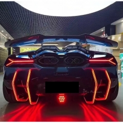 Duke Style Dry Carbon Fiber LED Lights Rear Diffuser Blades Fins For Lamborghini Revuelto 2023-ON
