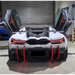 Duke Style Dry Carbon Fiber LED Lights Rear Diffuser Blades Fins For Lamborghini Revuelto 2023-ON