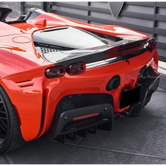 RYFT Style Dry Carbon Fiber Rear Spoiler Wing Set For Ferrari SF90