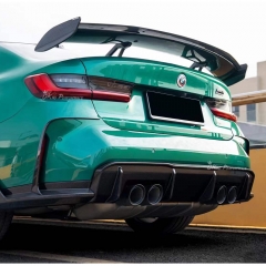 Double Deck PT Style Dry Carbon Fiber Rear Spoiler GT Wing For BMW G80 M3 G82 M4 2020-2024