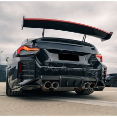 LED Bar Swan Neck Style Dry Carbon Fiber Rear Spoiler GT Wing For BMW G87 M2 2023-2027