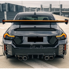 LED Bar Swan Neck Style Dry Carbon Fiber Rear Spoiler GT Wing For BMW G87 M2 2023-2027