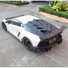 OKing Sytle Carbon Fiber Rear Spoiler Wing With Base Lid For Lamborghini Aventador & S & SV LP700 LP740 LP750 2011-2021