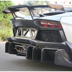 OKing Sytle Carbon Fiber Rear Spoiler Wing With Base Lid For Lamborghini Aventador & S & SV LP700 LP740 LP750 2011-2021