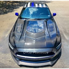 CMST V1 Transparent Style Carbon Fiber with Glass Hood For Ford Mustang 2015-2017
