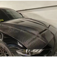 Super Snake Style Carbon Fiber Hood For Ford Mustang 2018-2023