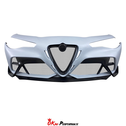 GTAM Style Half Carbon Fiber Front Bumper For Alfa Romeo Giulia 2016-2023