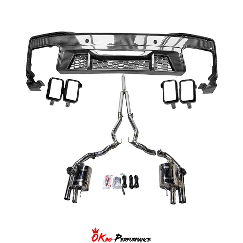 Dark Horse SC Style Carbon Fiber Rear Diffuser with Exhaust System For Ford Mustang Gen7 S650 2024-On