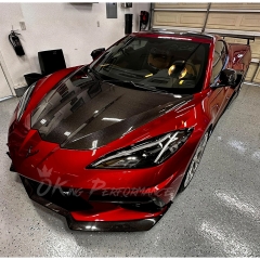 OEM Style Carbon Fiber Front Hood Bonnet For Chevrolet Corvette C8 Stingray Z51 & E-Ray & Z06 Z07 2020-2026
