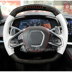 Customized Carbon Fiber RPM LED Display Steering Wheel For Chevrolet Corvette C8 Stingray Z51 & E-Ray & Z06 Z07 2020-2026